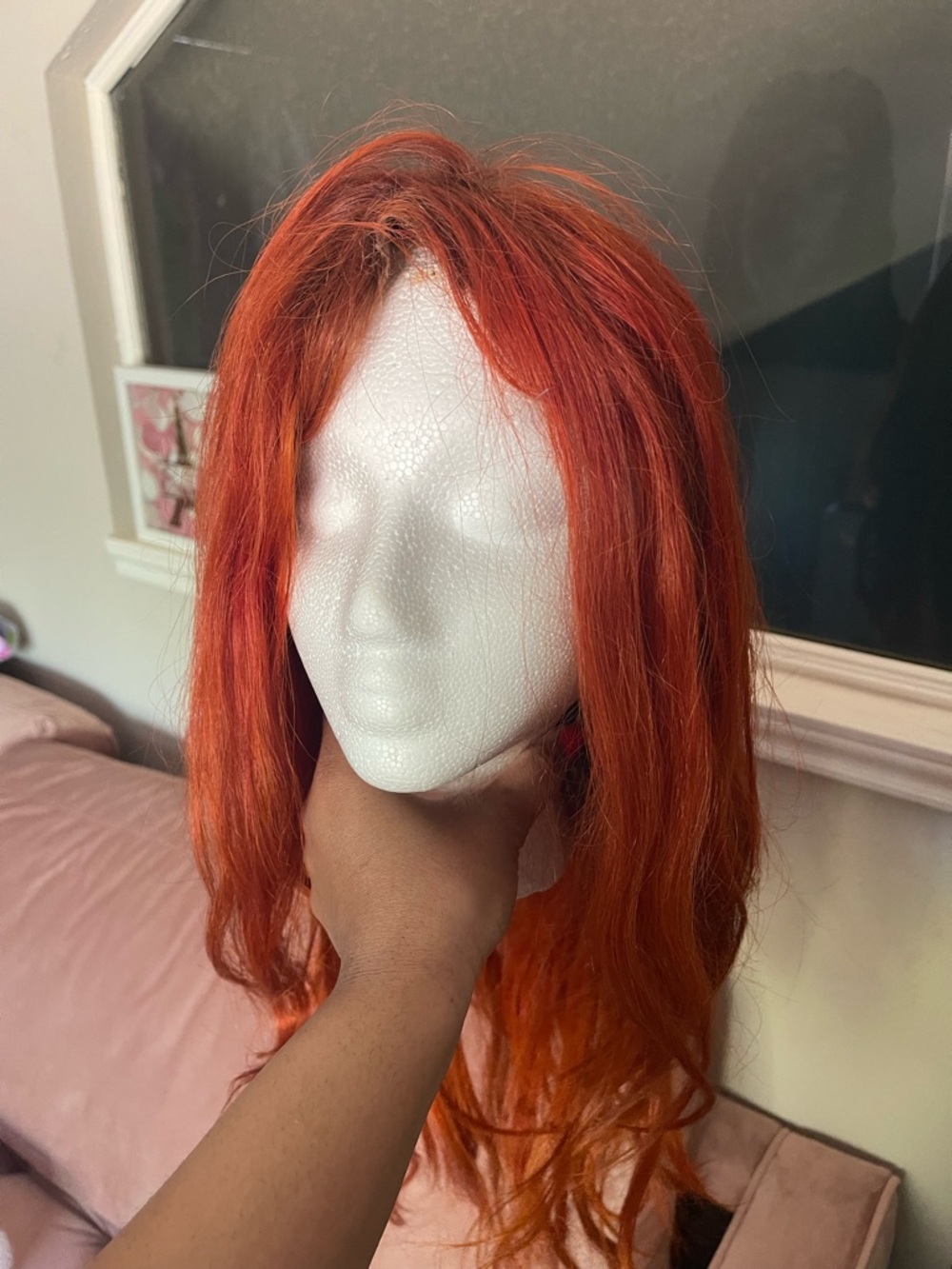 Orange/Red Human Hair Frontal Wig - Picture 5 of 5